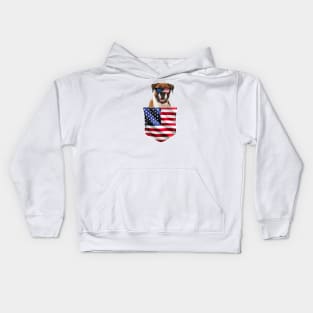 Boxer In Pocket American Flag 4th Of July Kids Hoodie